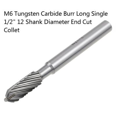 Carburo di tungsteno M6 Burr Long Single 1/2» anello del taglio dell'estremità di 12 diametri del gambo