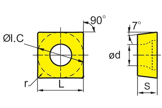 Inserto CNC in carburo modello SNMG con angolo 0° e tolleranza ±0.08-±0.18 per lavorazioni con diametro 4.76mm-7.94mm