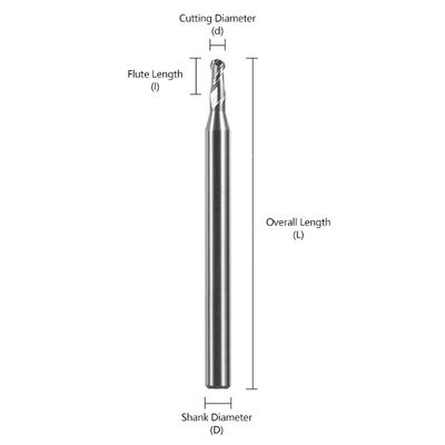 Fresa a candela in carburo di tungsteno con lunghezza tagliente di 2-8mm, diametro gambo di 4mm e lunghezza totale di 50mm per lavorazioni di precisione