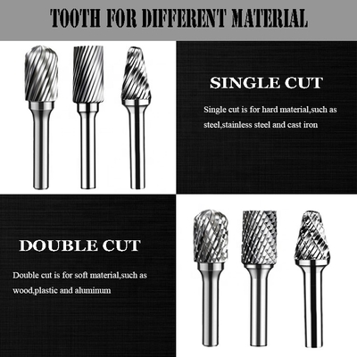 il carburo Burr Long Shank Ball Type rotatorio di 5/8mm modella pezzi tagliati di deviazione standard di D i singoli doppi