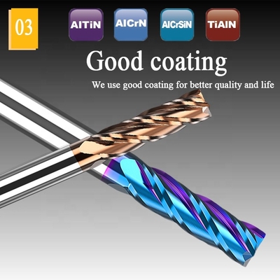 Solidi 1/4&quot; 2 del carburo Hrc55 pezzo quadrato piano dell'utensile per il taglio del mulino di estremità di sgrossatura di 4 flauto