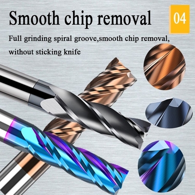 Solidi 1/4&quot; 2 del carburo Hrc55 pezzo quadrato piano dell'utensile per il taglio del mulino di estremità di sgrossatura di 4 flauto