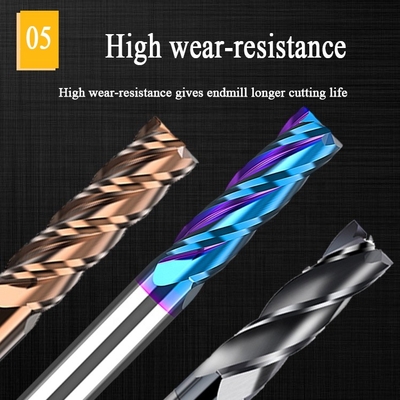 Solidi 1/4&quot; 2 del carburo Hrc55 pezzo quadrato piano dell'utensile per il taglio del mulino di estremità di sgrossatura di 4 flauto