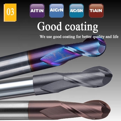Mulino di estremità del carburo di tungsteno di CNC 2mm 12mm 6mm frese del naso della palla da 200 millimetri 6 Ballnose