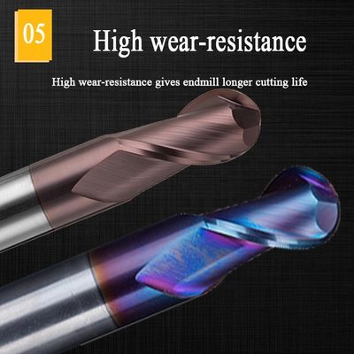 Mulino di estremità del carburo di tungsteno di CNC 2mm 12mm 6mm frese del naso della palla da 200 millimetri 6 Ballnose